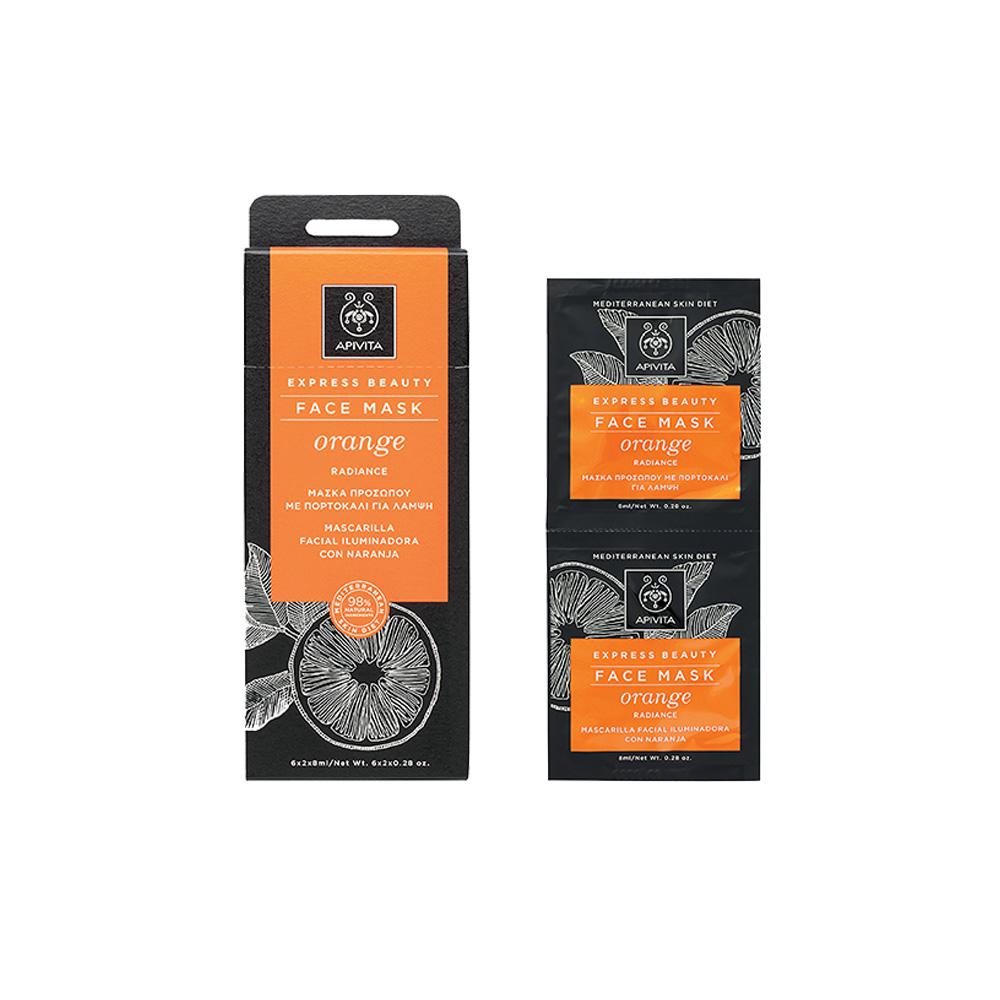 Máscara Facial Revitalizante Laranja Apivita Express Beauty 2 x 8 ml