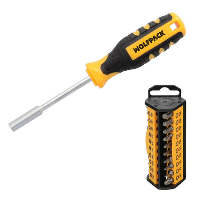 Juego De Puntas Con Destornillador  1/4 35 Piezas. Acero Cromo Vanadio, Kit Destorpuntas, Puntas Destornillador.