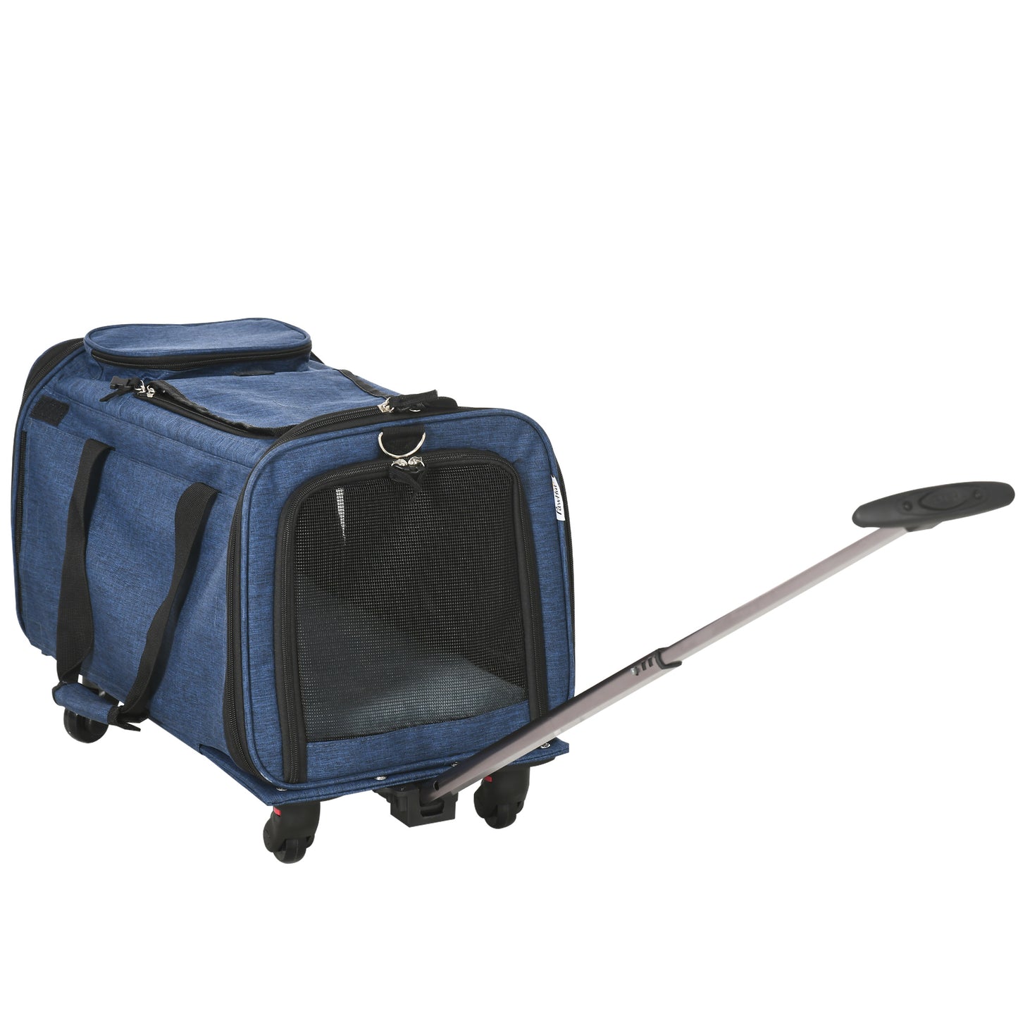 Pawhut 4 En 1 Transportadora Para Mascotas Con Ruedas 50x31x37 Cm Azul_0