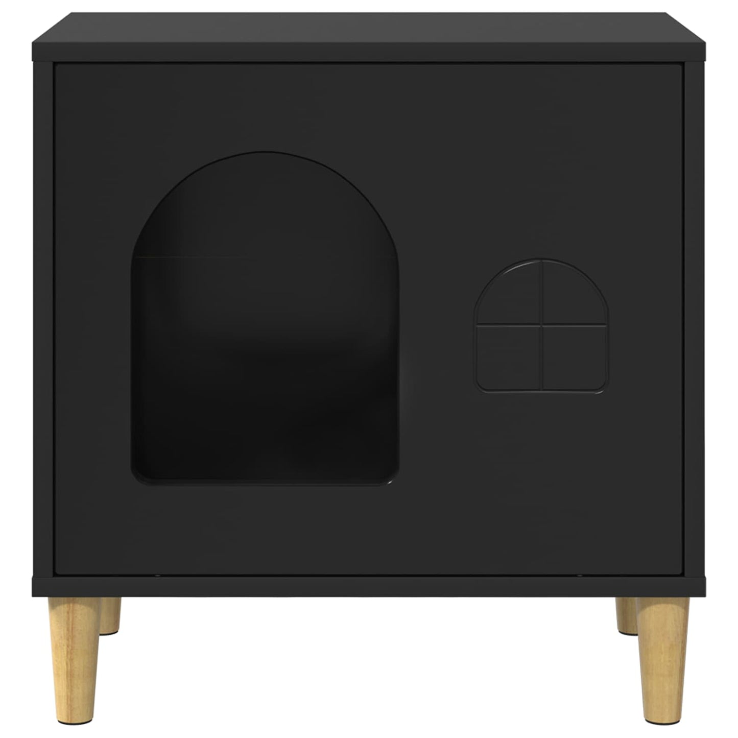 Casa Para Gatos Negro 51 X 30 X 52 Cm Madera De Ingeniería_4