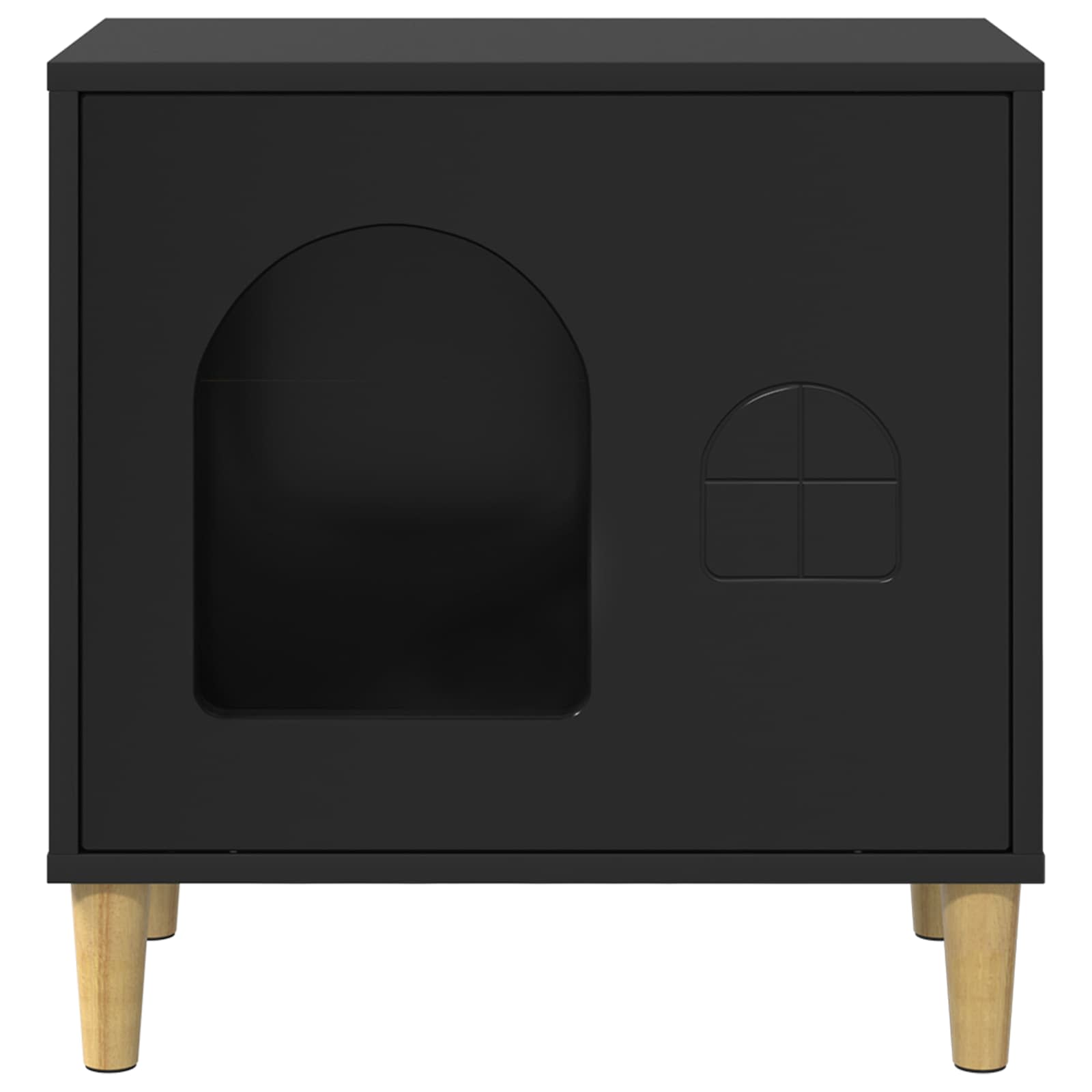 Casa Para Gatos Negro 51 X 30 X 52 Cm Madera De Ingeniería_4
