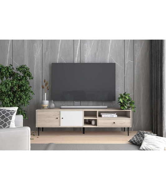Mueble Tv 2 Puertas 1 Cajón Leo Acabado Sahara, 49.5cm(alto) 180cm(ancho) 40cm(fondo)._0