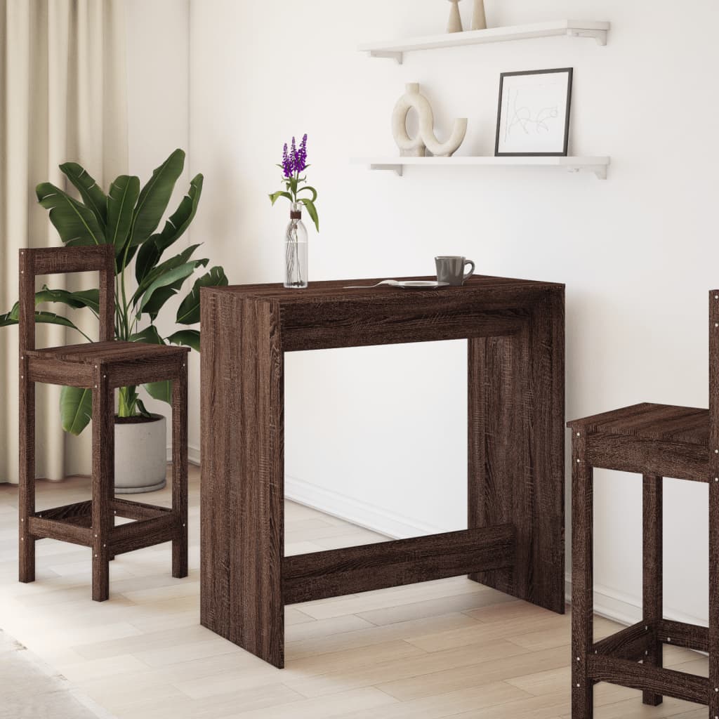 Mesa Alta De Bar Madera Ingeniería Marrón Roble 102x50x103,5 Cm_1