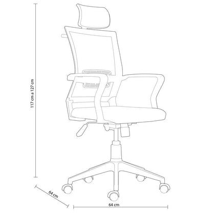 Silla De Oficina Winner Tapizado, Negro, 64 X 117–127 X 64_4
