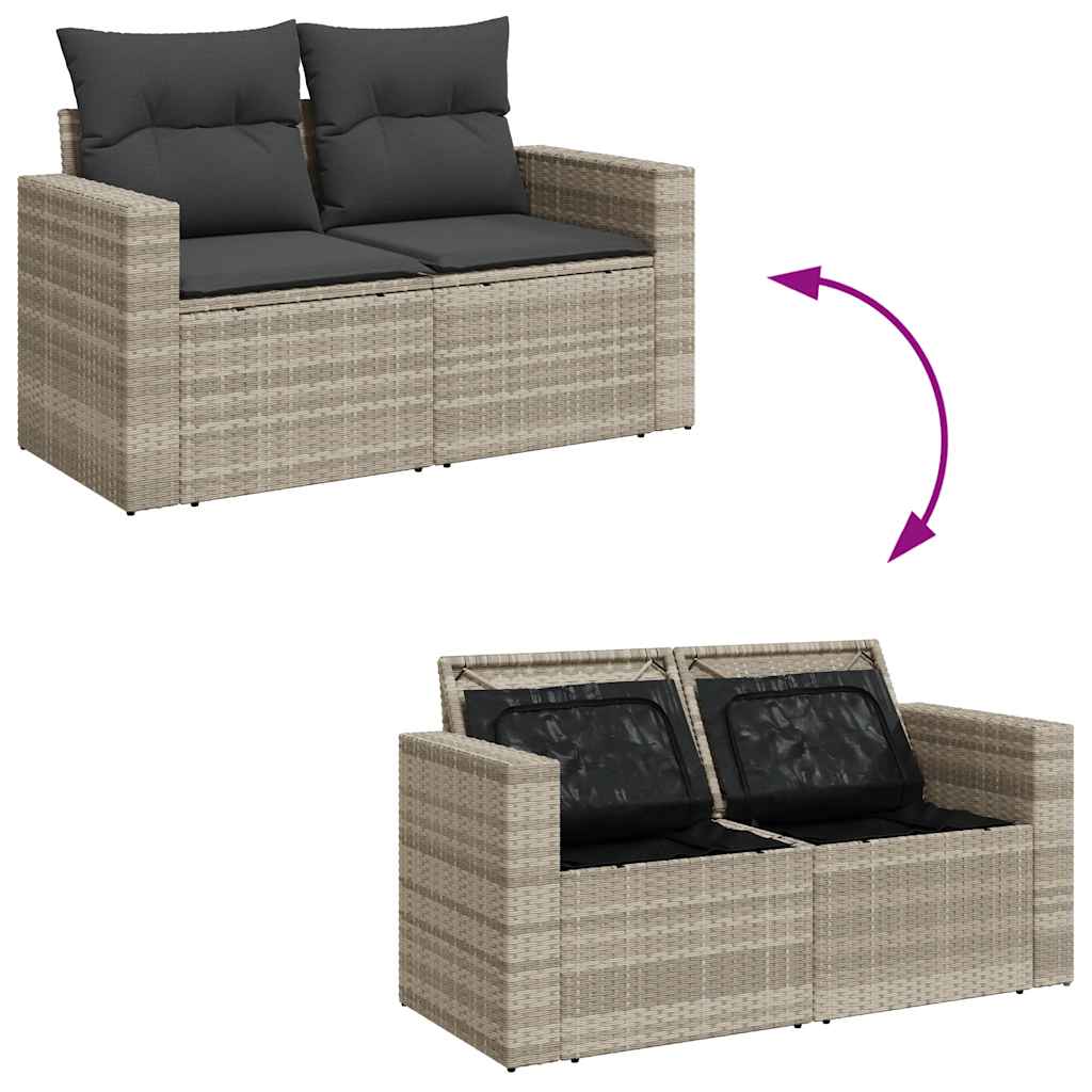 Set Sofás Jardín 10 Pzas Con Cojines Ratán Sintético Gris Claro / Vetonek_1