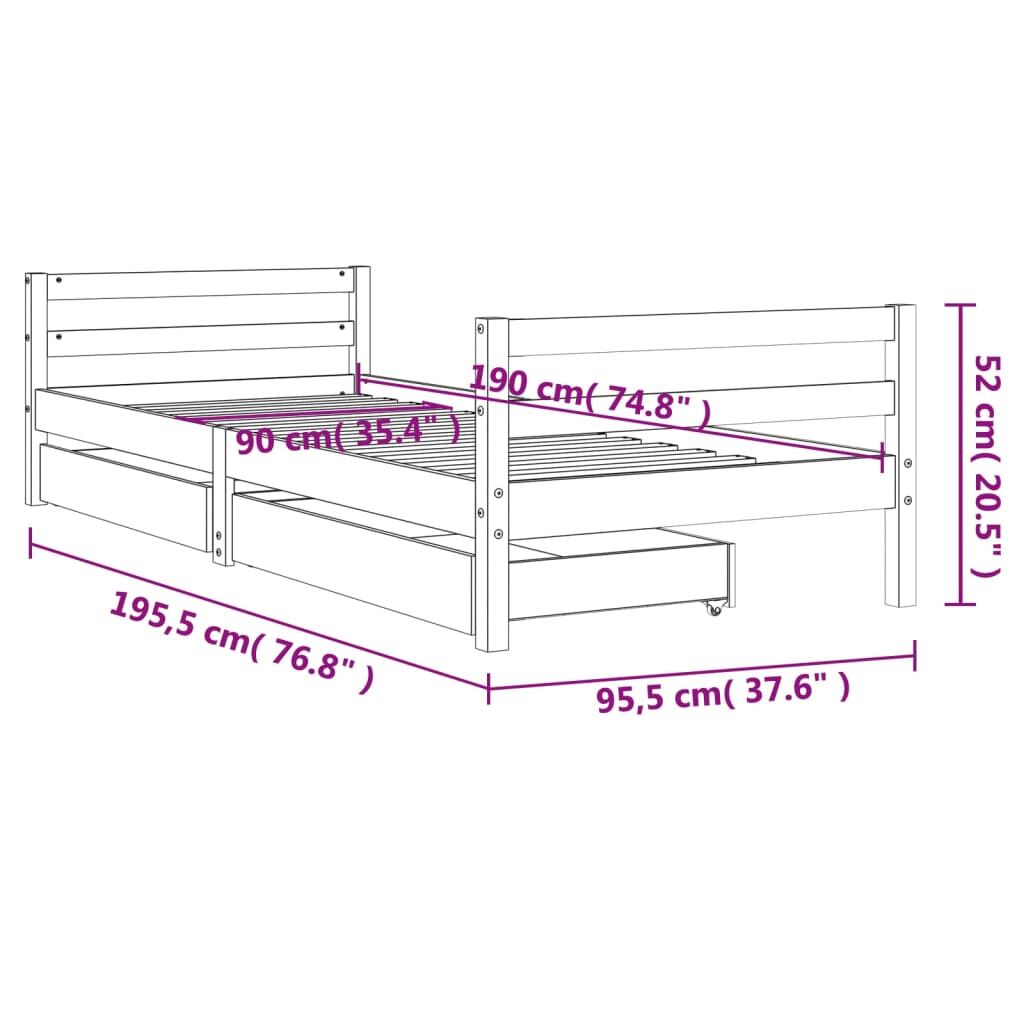 Vidaxl Estructura De Cama Infantil Con Cajones Madera Pino 90x190 Cm_2