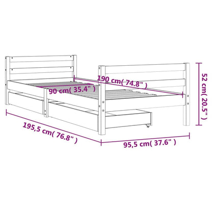 Vidaxl Estructura De Cama Infantil Con Cajones Madera Pino 90x190 Cm_2