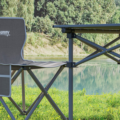 Outsunny Conjunto De Mesa Y Sillas De Camping Plegables Con Bolsillos Laterales_4