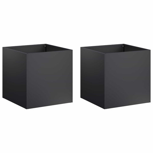 Macetero De Jardín 2 Uds. Negro 25 X 25 X 25 Cm_0