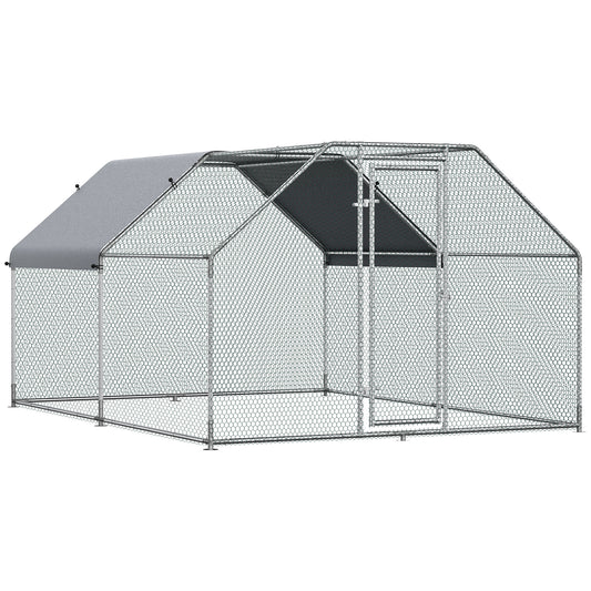 Pawhut Gallinero De Exterior 2,8x3,8x1,95m Estructura De Metal Galvanizado Tela_0