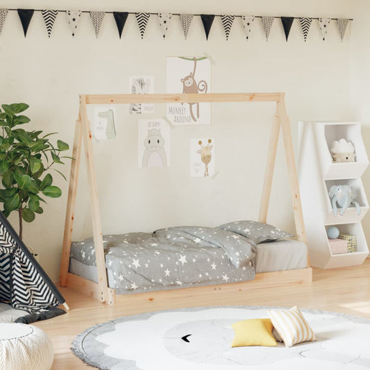 Estructura De Cama Para Niños Madera Maciza De Pino 70x140 Cm / Vetonek_0