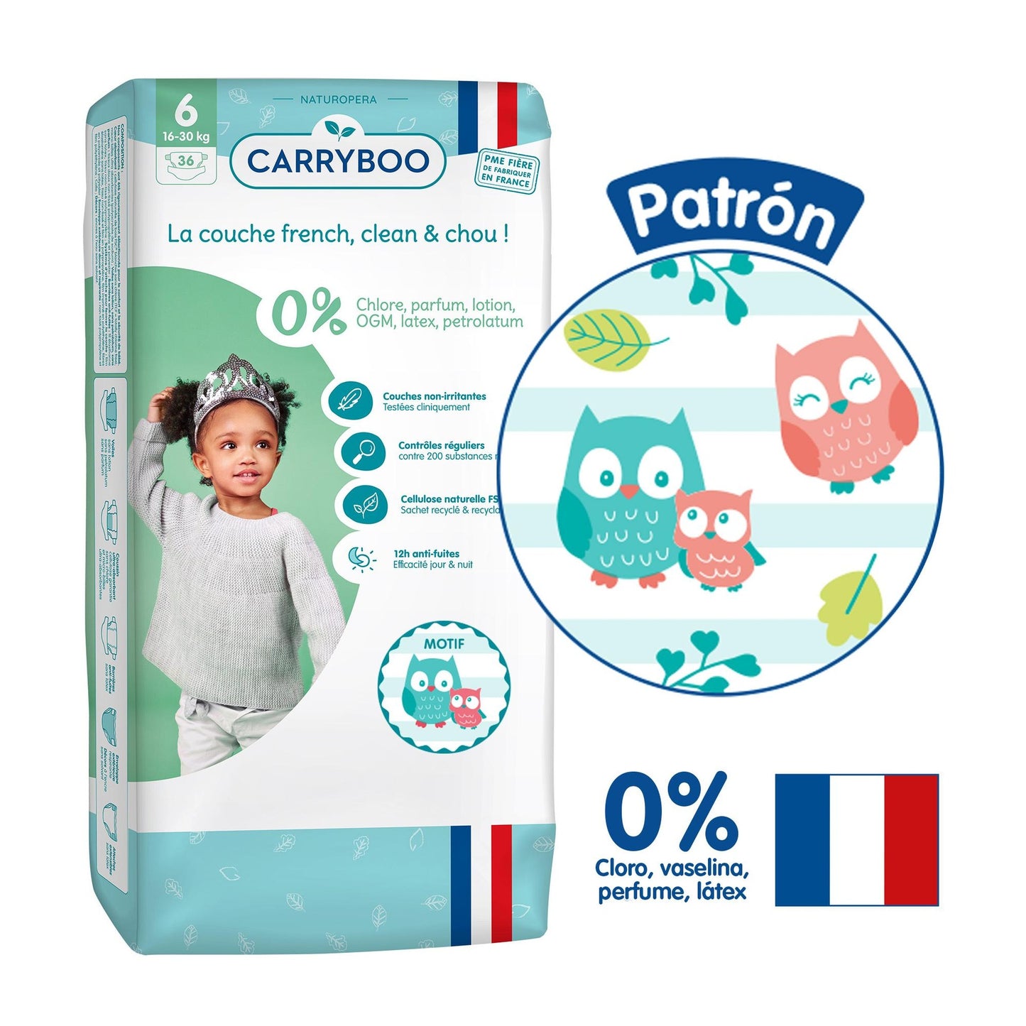 CARRYBOO - Fraldas Ecológicas T6 (16-30kg) - Fraldas Jumbo 36