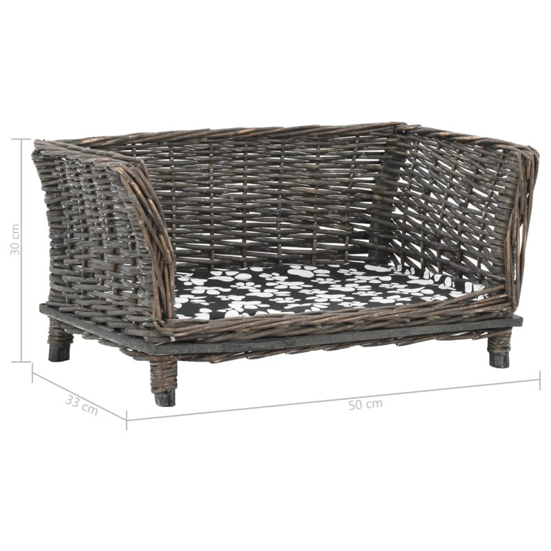 Vidaxl Cesta Para Perros Con Cojín Sauce Natural Gris 50x33x30 Cm_5