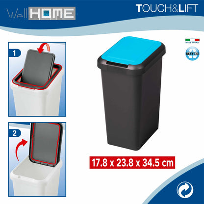 Set 4 Papeleras touch & Lift De 9l Ámbar, Azul, Blanco Y Verde_2