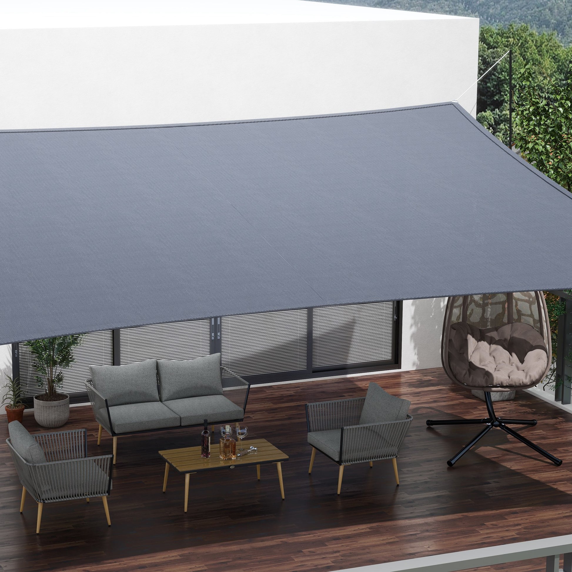 Outsunny Toldo Vela De Sombra Rectangular 4x6 M De Hdpe Gris_4