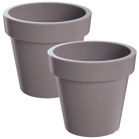 2x Maceta De Plastico Lofly En Color Gris 24,5 (largo) X 24,5 (ancho) X 22,5 (alto) Cm