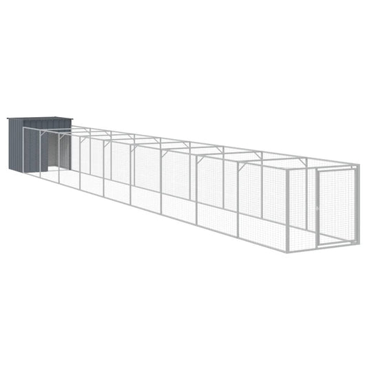 Caseta Perros Con Corral Acero Galvanizado Gris 110x1017x110 Cm_0
