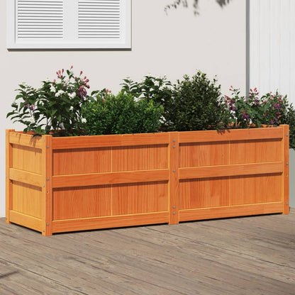 Jardinera Exterior Madera Maciza Pino Marrón Cera 150x50x50 Cm_1