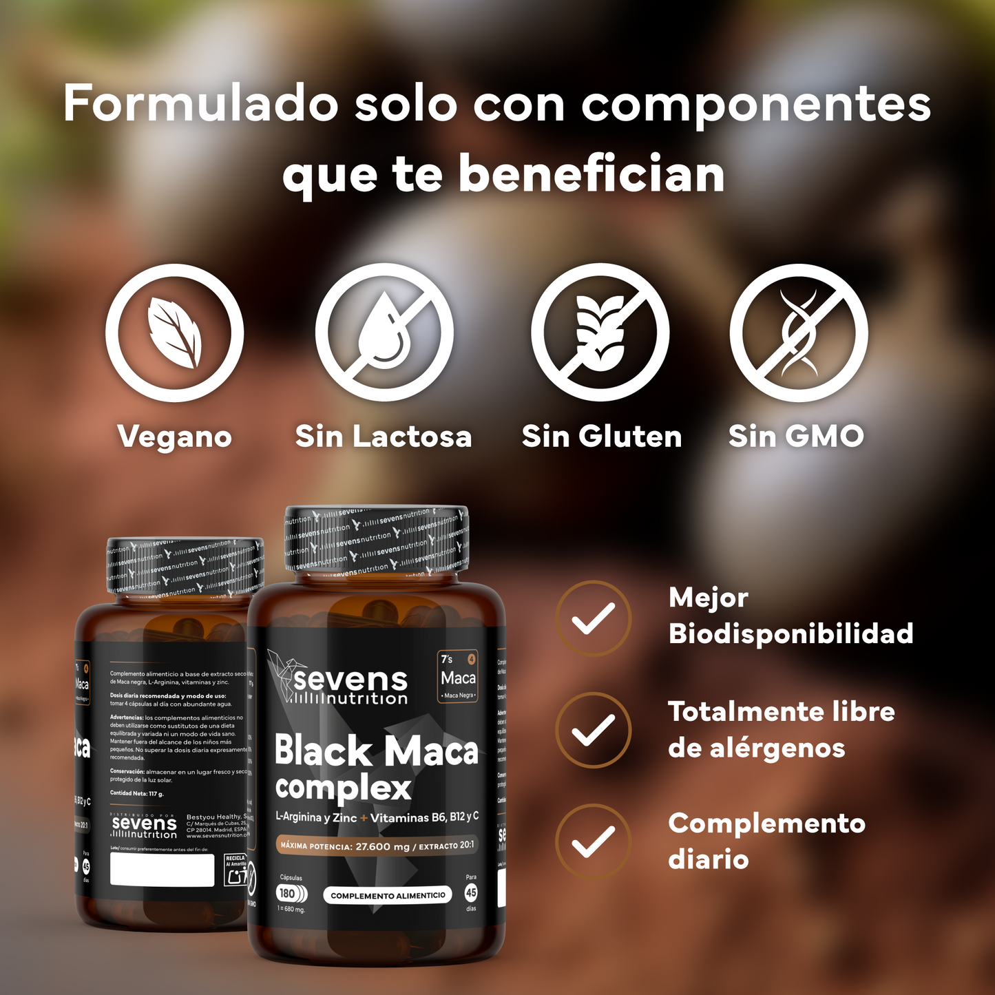 Pack 2x Maca Negra Con L-arginina Y Zinc + Vitaminas B6, B12 Y C. Reduce El Cansancio Y Aumenta Energía_3