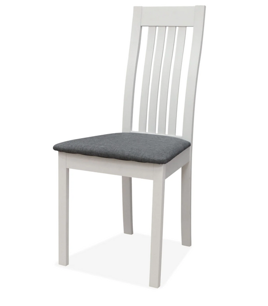 Pack De 2 Sillas Modelo Isaba Acabado Blanco, Tapizado Gris 96cm(alto) 45cm(ancho) 50cm(largo)_0