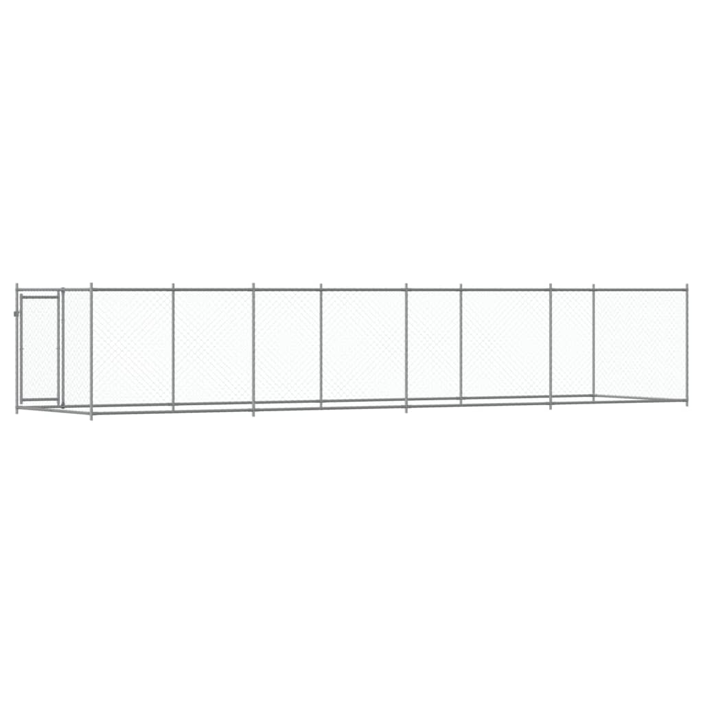 Jaula De Perros Con Puerta Acero Galvanizado Gris 8x2x1,5 M_5