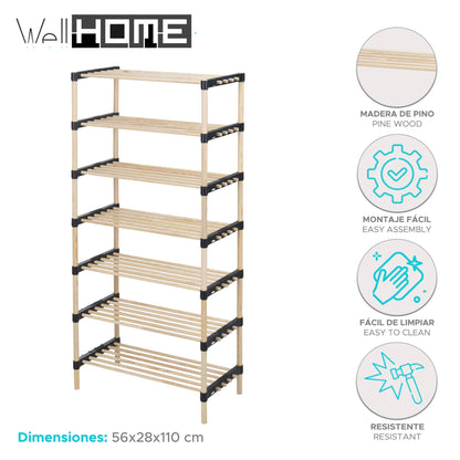 Well Home Zapatero De 7 Estantes En Madera Y Metal H.110cm_1
