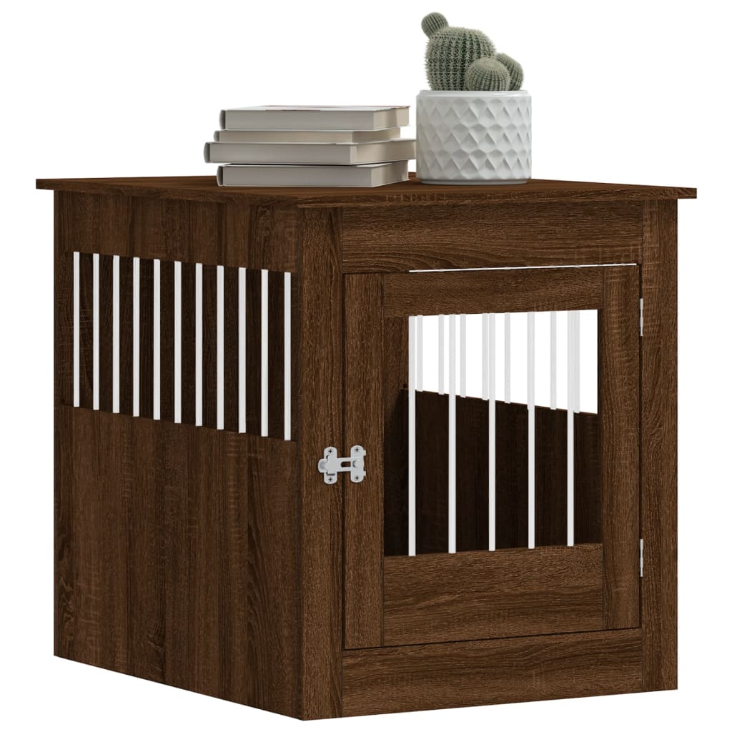 Jaula Para Perros Madera Ingeniería Roble Marrón 64,5x80x71 Cm_3