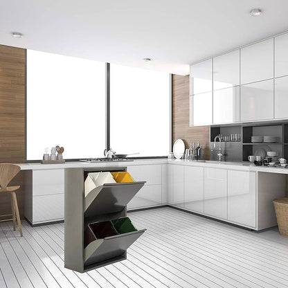 Armário de reciclagem em metal cinzento PAT 4