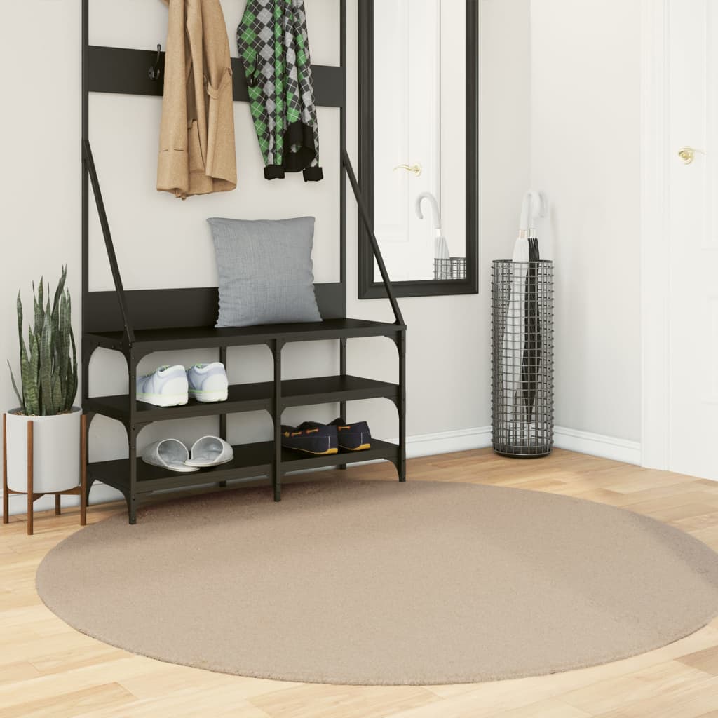 Alfombra De Pelo Corto Suave Lavable Huarte Arena Ø 160 Cm / Vetonek_1