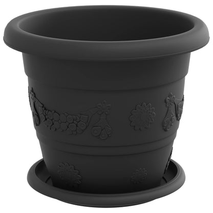 Macetas 6 Uds. Negro Ø 22 X 18 Cm Plástico_4