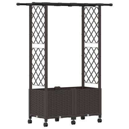 Cama Elevada Con Trellis Y Techo Marrón 124,5 X 40 X 142 Cm Pp_0