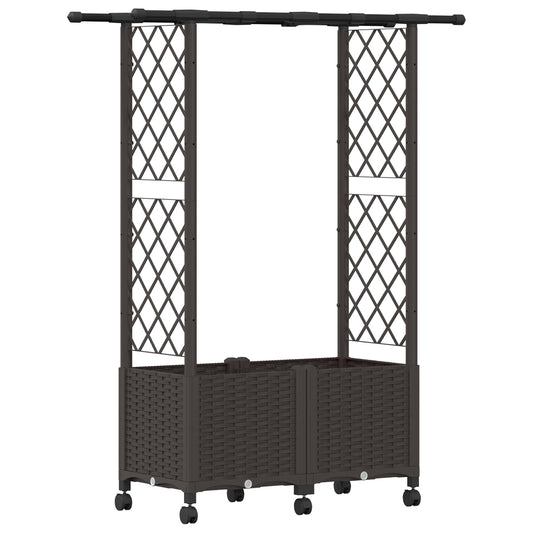 Cama Elevada Con Trellis Y Techo Marrón 124,5 X 40 X 142 Cm Pp_0