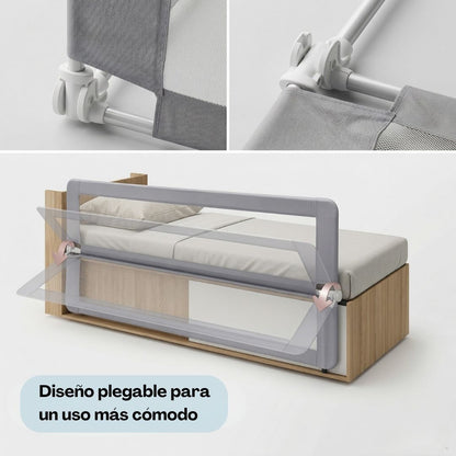 Barandilla De Cama Infantil 140 Cm – Altura Ajustable, Sistema Abatible, Malla Transpirable, Seguridad Anticaídas Bathby_1