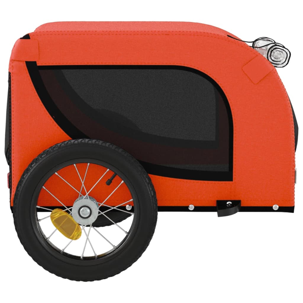 Remolque De Bicicleta Mascotas Hierro Tela Oxford Naranja Negro_5