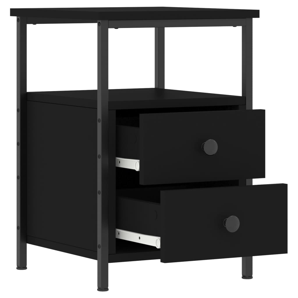 Mesita De Noche Madera De Ingeniería Negro 34x35,5x50 Cm_4