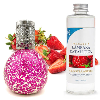 Lámpara Catalítica Mosaico Fucsia + Fragancia Wild Strawberry 200 Ml - Elimina Malos Olores, Impurezas Y Perfuma_0