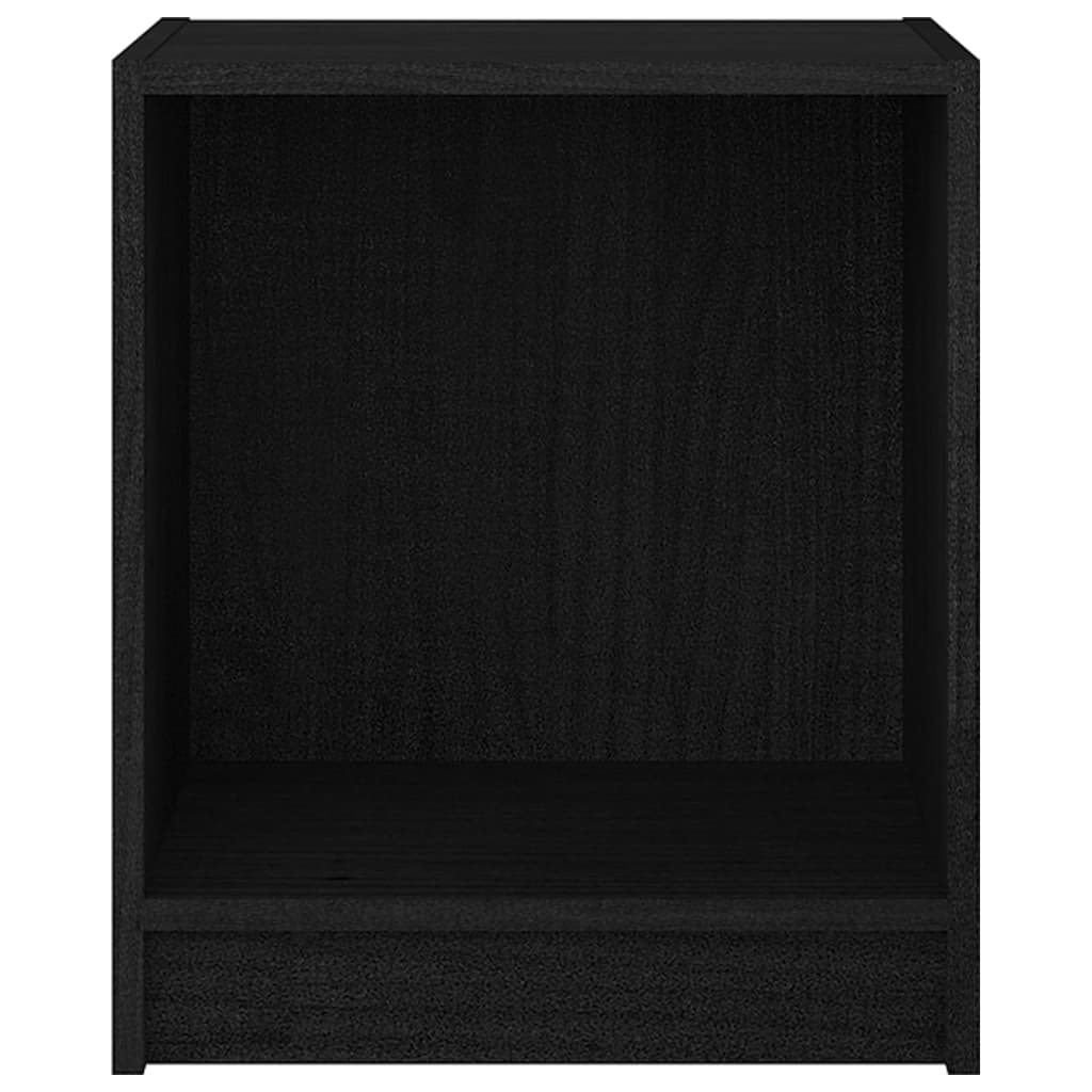 Mesita De Noche Madera Maciza De Pino Negro 35,5x33,5x41,5 Cm_2