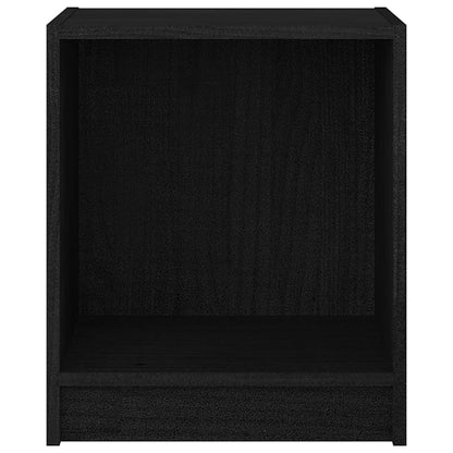 Mesita De Noche Madera Maciza De Pino Negro 35,5x33,5x41,5 Cm_2