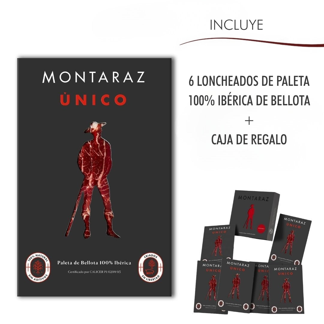Montaraz® Caja Regalo Gourmet | 6 Loncheados De Paleta 100% Ibérica De Bellota Envasados Al Vacío (600gr) De Salamanca_2