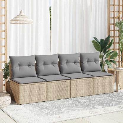Set Sofás Jardín Y Cojines 4 Pzas Ratán Sintético Acacia Beige / Vetonek_5