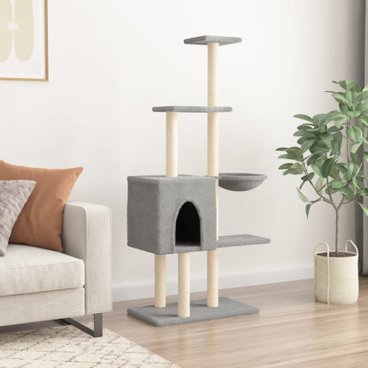 Rascador Para Gatos Con Postes De Sisal Gris Claro 145 Cm_2