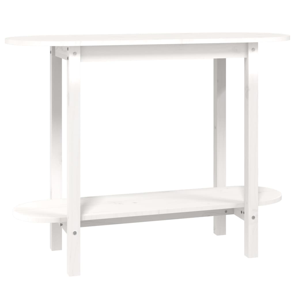 Mesa Consola De Madera Maciza De Pino Blanco 110x40x80 Cm_0