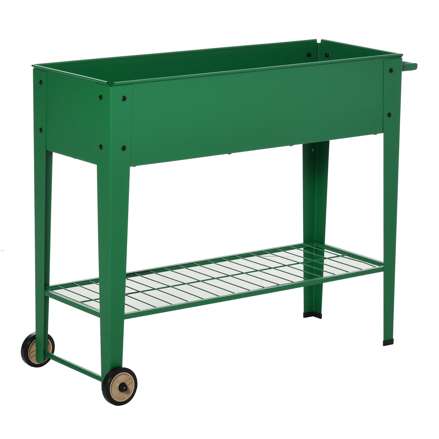 Outsunny Jardinera Elevada De Metal Con Ruedas Para Cultivo Plantas Flores Verde_0