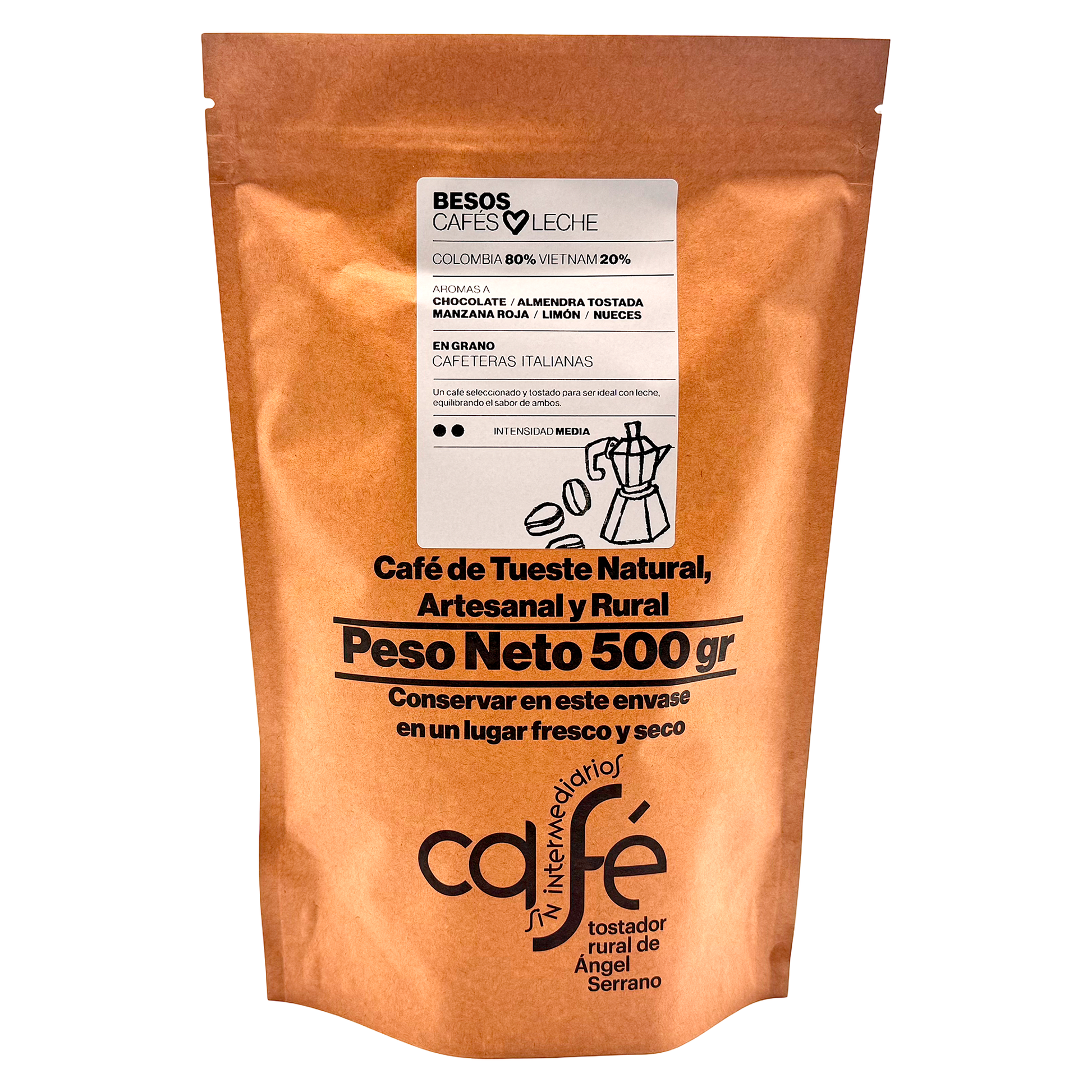 Cafe Sin Intermediarios Café Colombia Besos En Grano Para Italiana (moka) 500 G_0