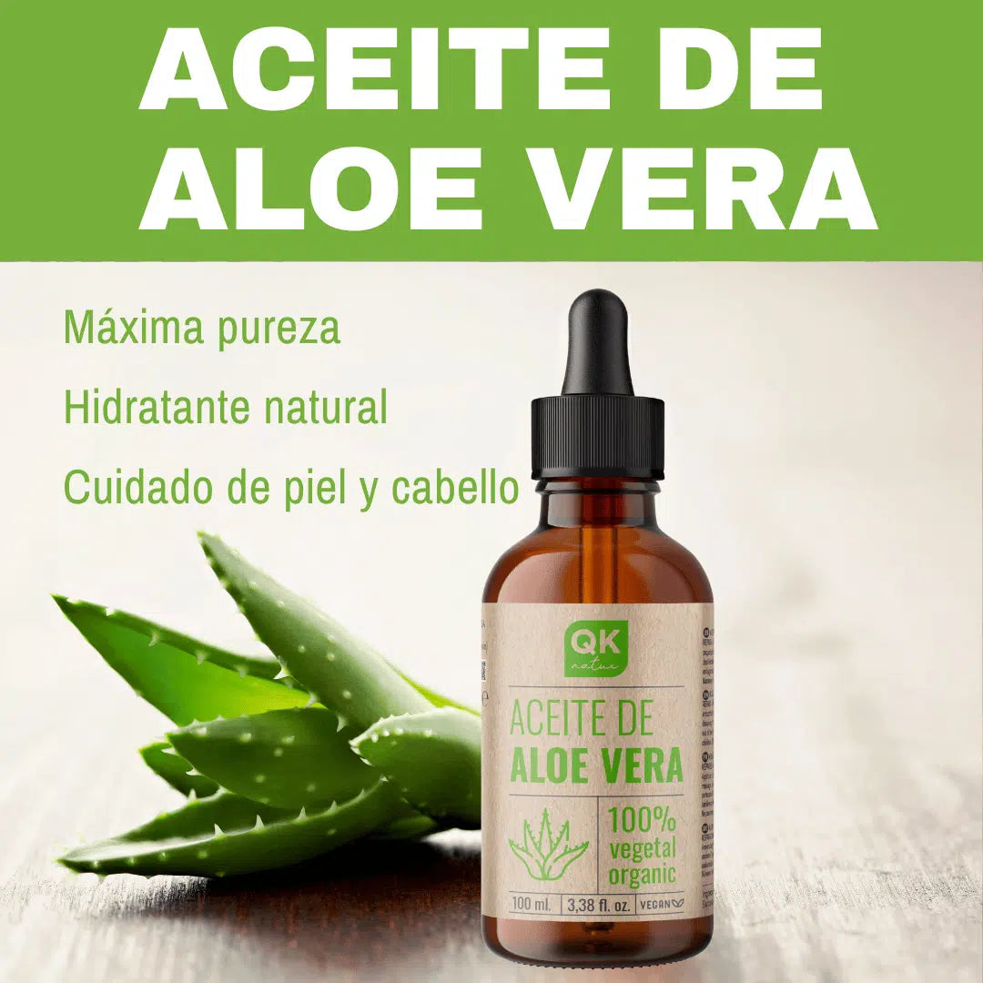 QKnatur - Aceite De Aloe Vera - Puro Y Orgánico - 100 ML - Cuidado Para Rostro, Cuerpo, Cabello Y Contorno De Ojos_2