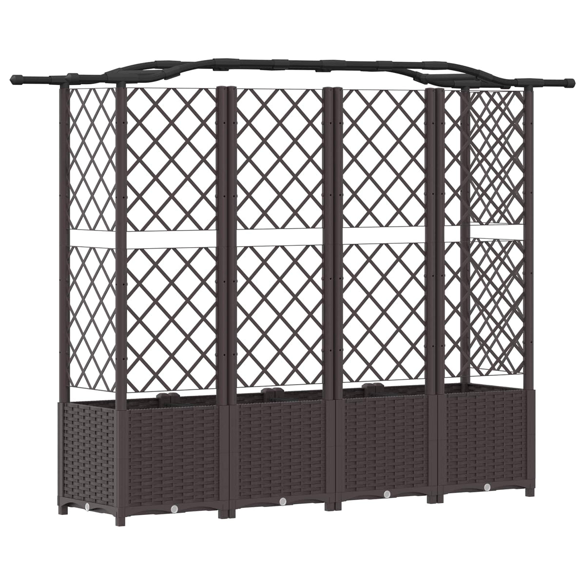 Cama Elevada Con Trellis Y Techo Marrón 204 X 40 X 138 Cm Pp_4