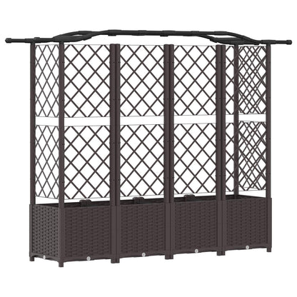 Cama Elevada Con Trellis Y Techo Marrón 204 X 40 X 138 Cm Pp_4