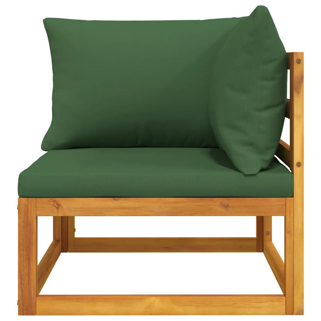 Vidaxl Sofá Esquinero Modular Madera Maciza Acacia Con Cojines Verde_4