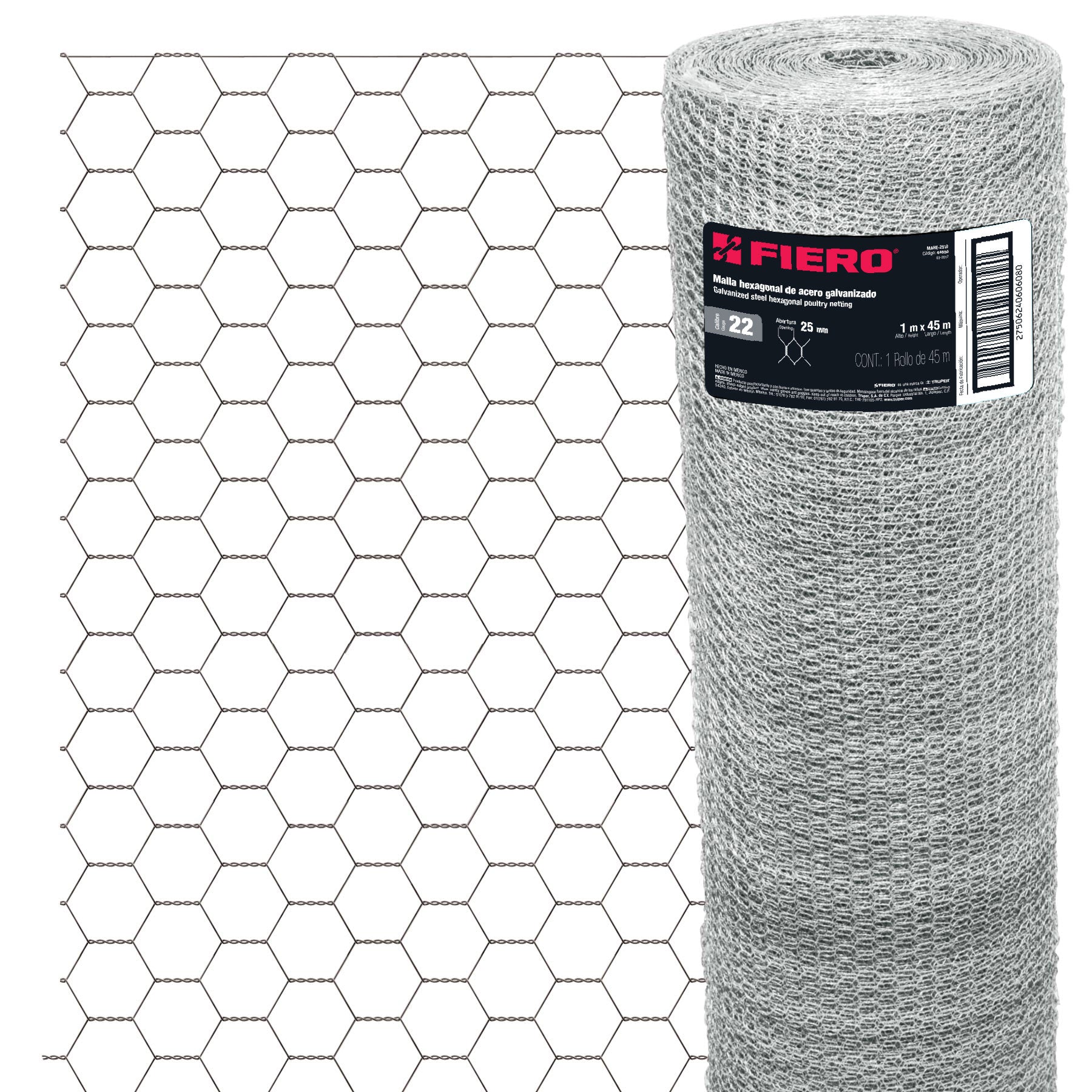Malla Hexagonal Acero Galvanizado - 1 M - 25x25 Mm - 45 M_0
