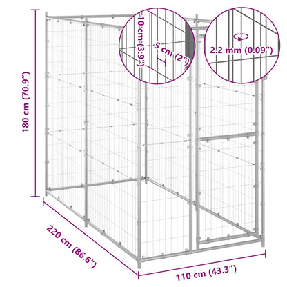 Perrera De Exterior De Acero Galvanizado 110x220x180 Cm_5